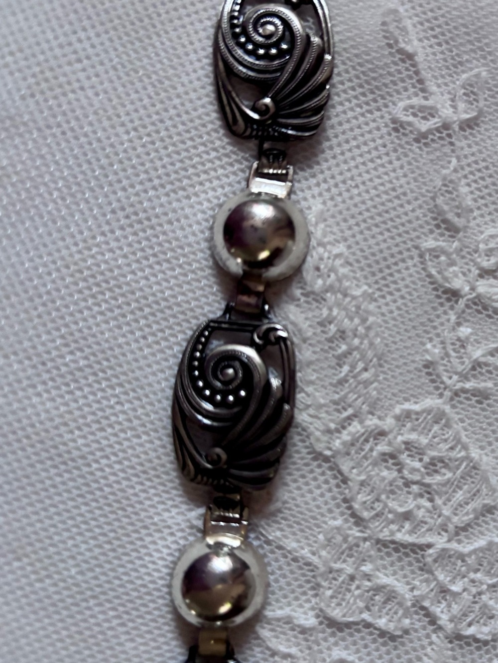 Sterling Silver Art Deco Style Women's Bracelet - Vintage 1920’s Stamped Links - Picture 5 of 14